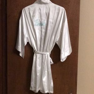 White silk bride robe